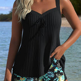 Laluna® | Tankini riscado com calções de praia em duas peças