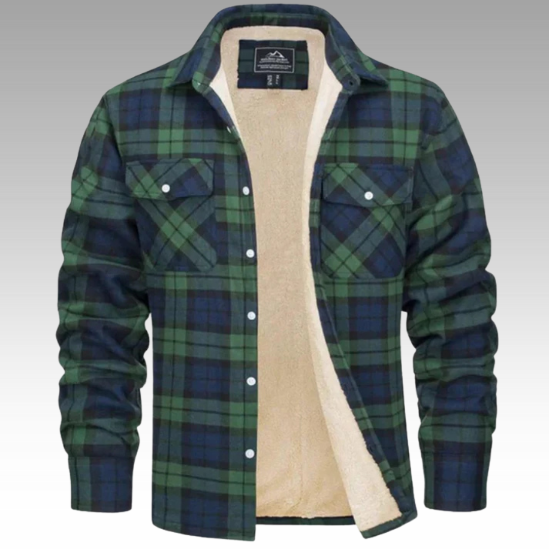 Tiago - Casaco Trucker Listrado em Fleece