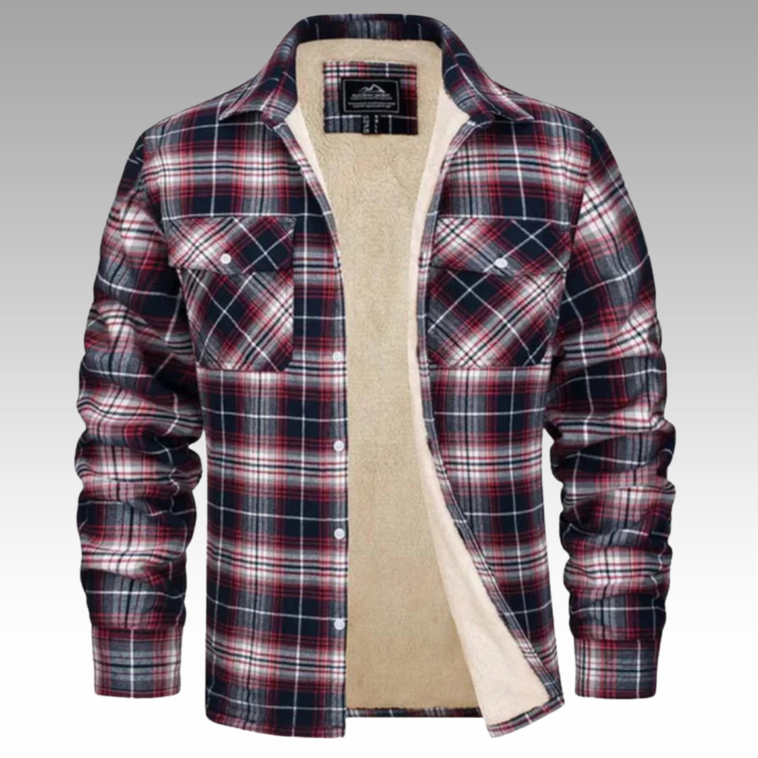 Tiago - Casaco Trucker Listrado em Fleece