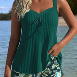 Laluna® | Tankini riscado com calções de praia em duas peças