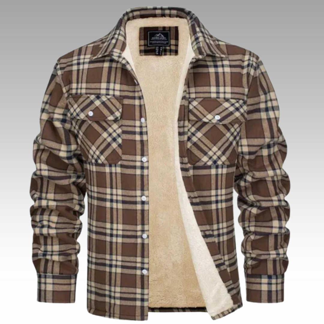 Tiago - Casaco Trucker Listrado em Fleece