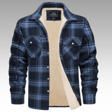 Tiago - Casaco Trucker Listrado em Fleece
