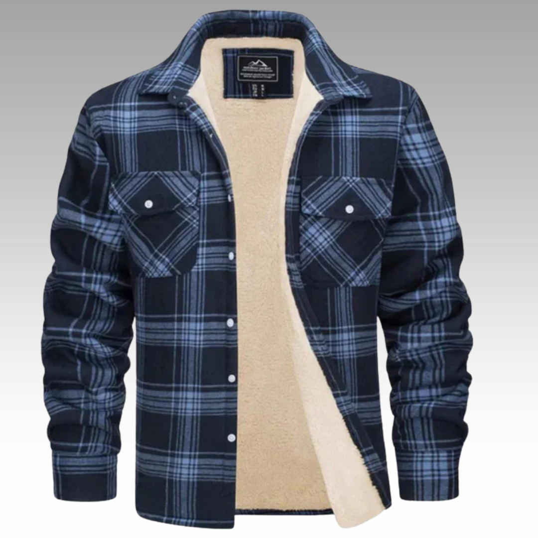Tiago - Casaco Trucker Listrado em Fleece
