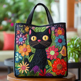 Bolsa artesanal com gato preto