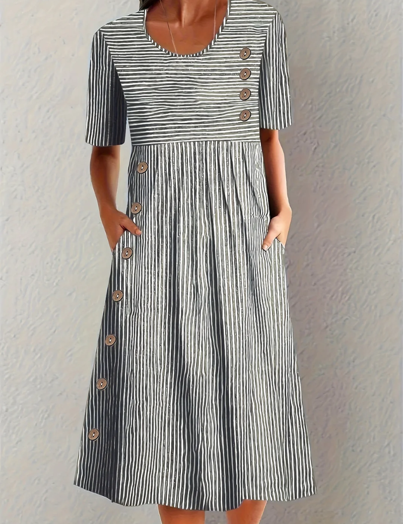 Marina - Elegant Striped Midi Dress
