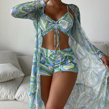 Laluna® | Conjunto de biquíni 3 peças com estampado