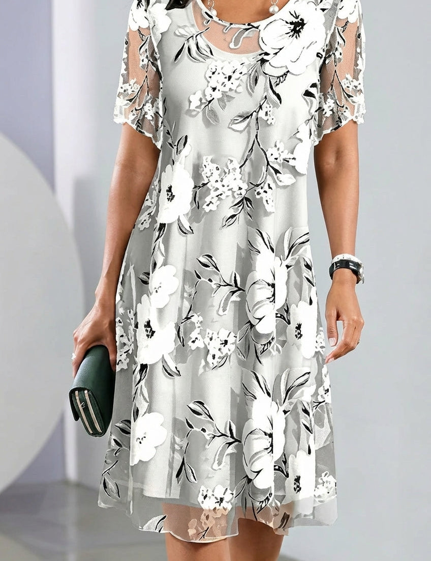 Elisa - Vestido de chiffon floral elegante