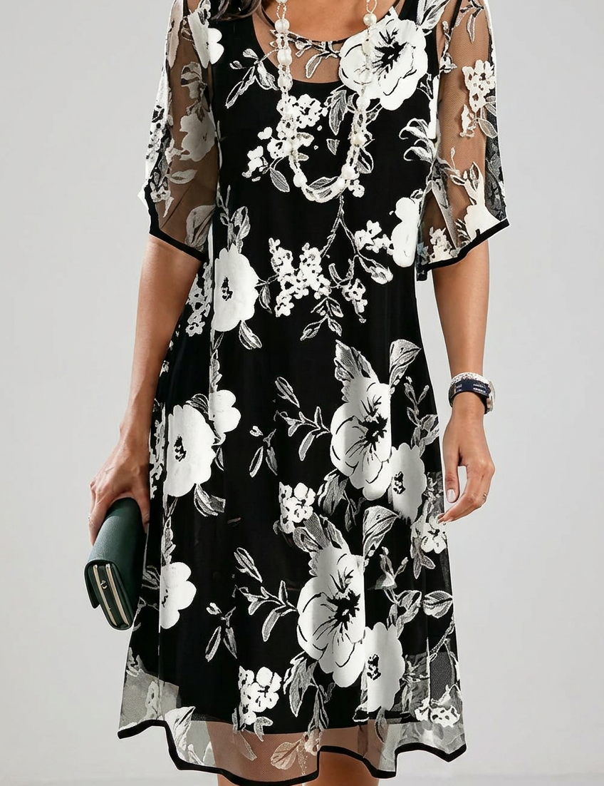 Elisa - Vestido de chiffon floral elegante