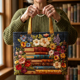 Bolsa artesanal com estampa de flores