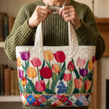 Bolsa artesanal com tulipas